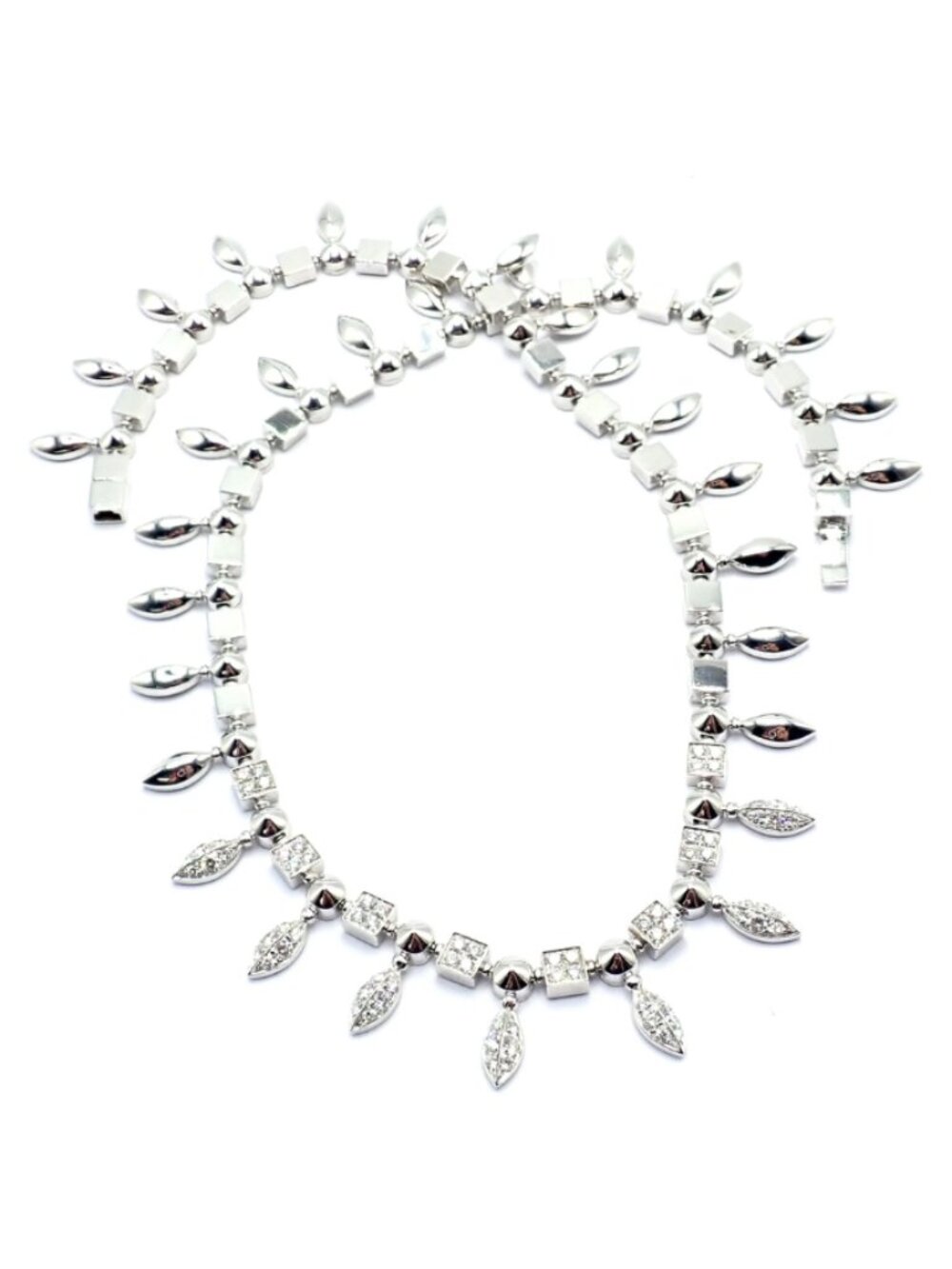 Authentic! Bvlgari Bulgari 18k White Gold Lucea Diamond Choker Necklace